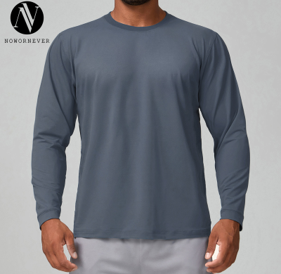 Men's Quick-Dry Round Neck Long Sleeve T-Shirt | Breathable & Skin-Friendly Fabric for Yoga and Fitness | Bulk Orders & OEM/ODM Services | Ideal for Activewear Sourcing1128