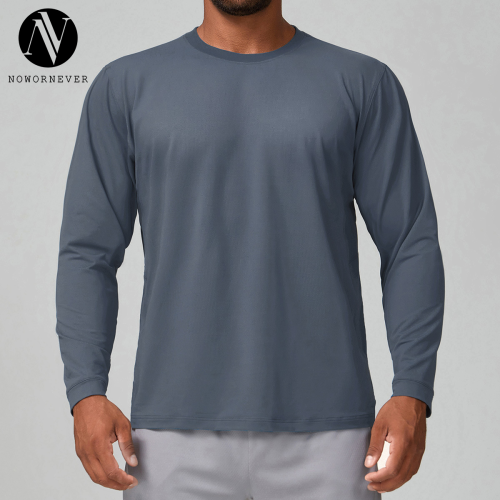 Men's Quick-Dry Round Neck Long Sleeve T-Shirt | Breathable & Skin-Friendly Fabric for Yoga and Fitness | Bulk Orders & OEM/ODM Services | Ideal for Activewear Sourcing1128