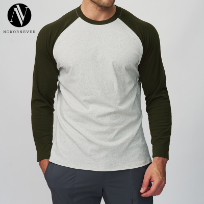 Men's Color-Block Sports Casual Fitness T-Shirt - Skin-Friendly, Breathable 3/4 Sleeve Long Round Neck Top for Workout and Commuting | OEM, ODM, Private Label
