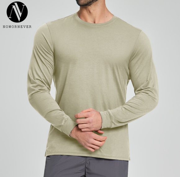 Sourcing Agents Welcome: Men's Lyocell Merino Wool Blend Breathable Long Sleeve for Outdoor Sports & Fitness - OEM & ODM Options 3539