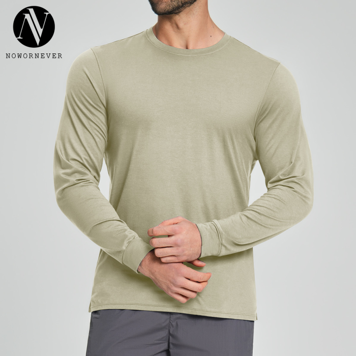 Sourcing Agents Welcome: Men's Lyocell Merino Wool Blend Breathable Long Sleeve for Outdoor Sports & Fitness - OEM & ODM Options 3539