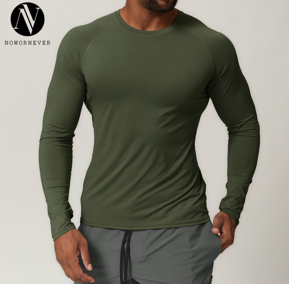 Wholesale Men's Casual Long Sleeve T-Shirt - Outdoor Sun Protection Round Neck Top in Solid Colors | OEM & ODM Manufacturing for American & European Markets1034