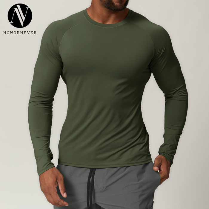 Wholesale Men's Casual Long Sleeve T-Shirt - Outdoor Sun Protection Round Neck Top in Solid Colors | OEM & ODM Manufacturing for American & European Markets1034