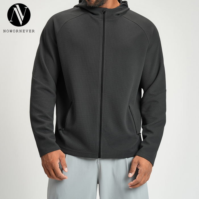 Men's Anti-Static Hooded Jacket for Sports & Fitness | Skin-Friendly Outdoor Wear with Zippered Long Sleeves | OEM, ODM & Wholesale Options for Cross-Border Markets2512