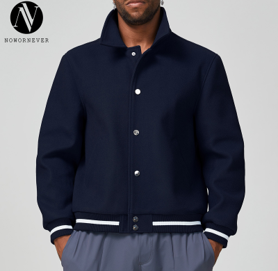 Wholesale Custom Cross-Border Men's Baseball Jacket – Spring Style with Thickened Fabric | Retro Lapel Jacket in Solid Colors | Ideal for OEM, ODM, and Sourcing Needs1125