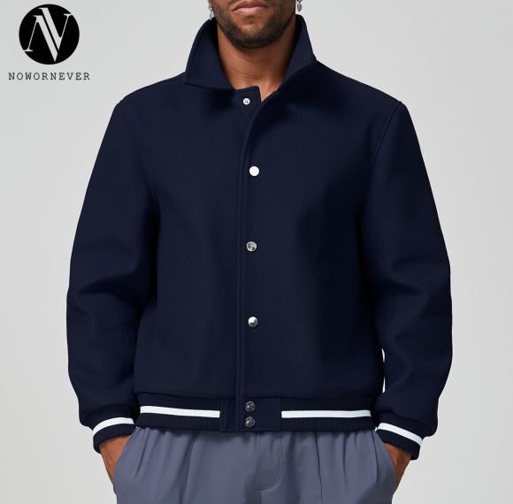 Wholesale Custom Cross-Border Men's Baseball Jacket – Spring Style with Thickened Fabric | Retro Lapel Jacket in Solid Colors | Ideal for OEM, ODM, and Sourcing Needs1125