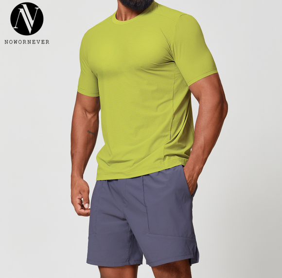 OEM & ODM Available: Cross-Border Breathable Sports Fitness Quick-Dry Men's Short Sleeve Cool-Touch Woven Running Outdoor Street Fitness T-Shirt 1177 | Wholesale and Sourcing Agents Welcome