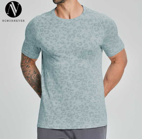 Cross-Border Men's Seamless Jacquard Training Fitness Apparel - Round Neck Quick-Dry Short Sleeve Outdoor & Hiking Wear - Specializing in OEM, ODM & Wholesale Partnerships1112