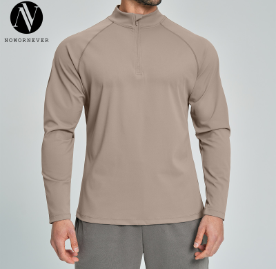 Men's Breathable Half-Zip Long Sleeve Sports Top for Fitness - Skin-Friendly Design Ideal for Hiking and Commuting | OEM, ODM & Wholesale Opportunities5086-2