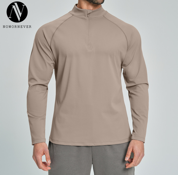 Men's Breathable Half-Zip Long Sleeve Sports Top for Fitness - Skin-Friendly Design Ideal for Hiking and Commuting | OEM, ODM & Wholesale Opportunities5086-2