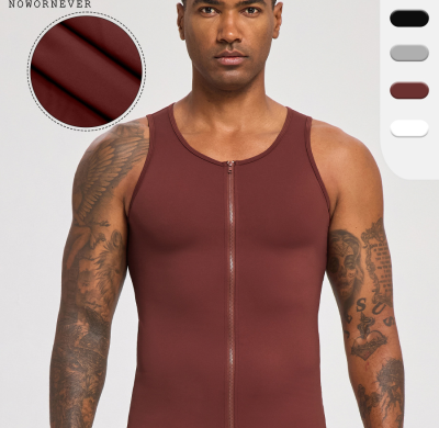OEM & ODM European & American Men's Strong Shaping Compression Fitness Wear - Zippered Sports Tank Top, Quick-Dry Running Tank Top for Wholesale Sourcing51143