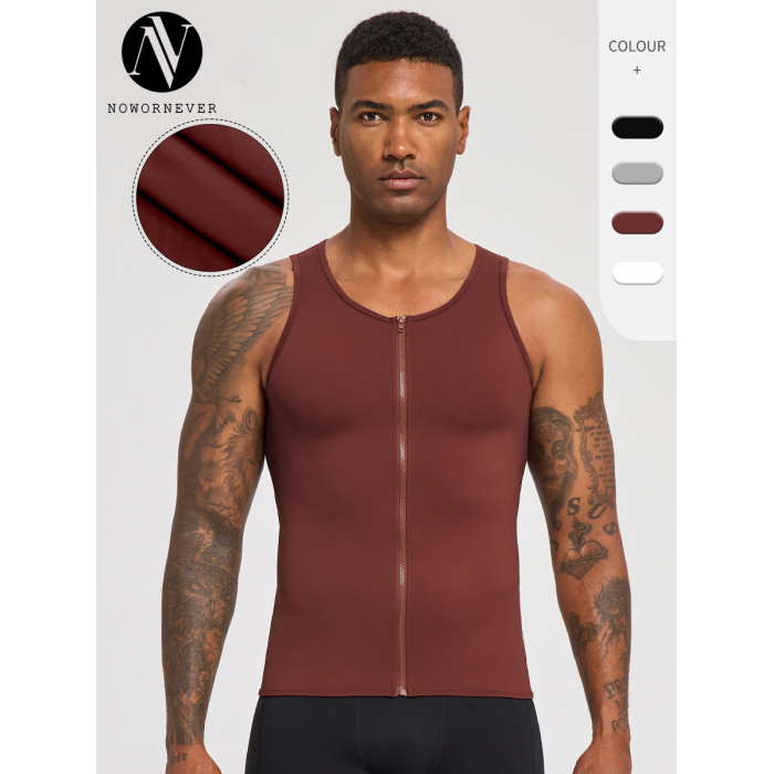 OEM & ODM European & American Men's Strong Shaping Compression Fitness Wear - Zippered Sports Tank Top, Quick-Dry Running Tank Top for Wholesale Sourcing51143