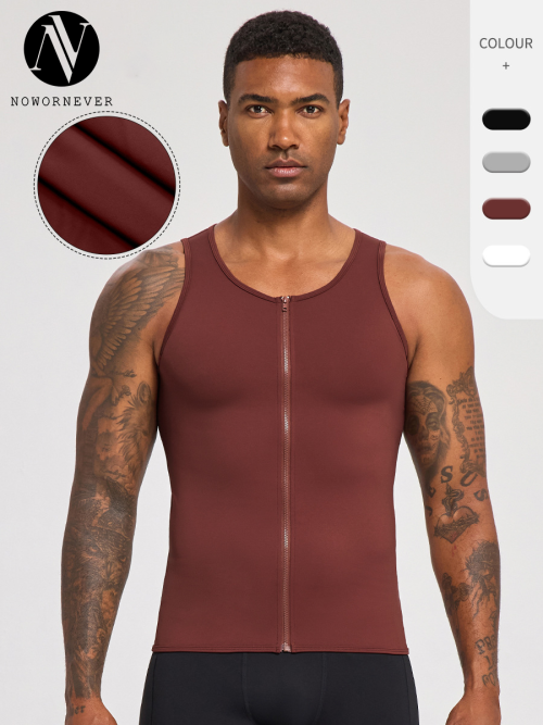 OEM & ODM European & American Men's Strong Shaping Compression Fitness Wear - Zippered Sports Tank Top, Quick-Dry Running Tank Top for Wholesale Sourcing51143