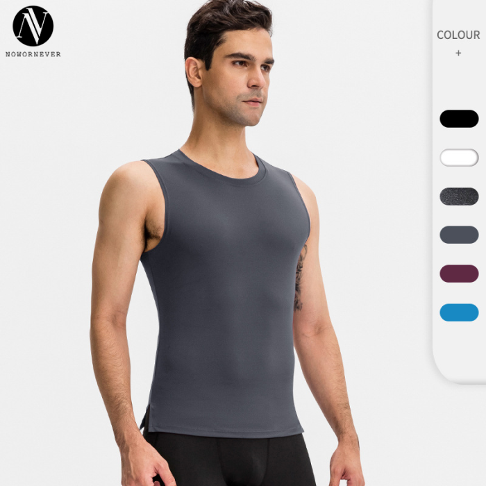 01106Men's Fitness Tank Top - High-Elastic Compression Training Top, Round Neck, Sleeveless Design, Quick-Dry Sports Running Apparel - OEM & ODM Available for Wholesale and Sourcing Agents