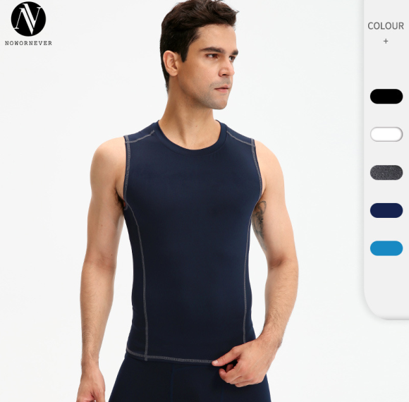 Men's Compression Sports Tank Top - OEM, ODM & Wholesale Options - Round Neck Quick-Dry Fitness Wear for Running - Moisture-Wicking Sleeveless Top 01108