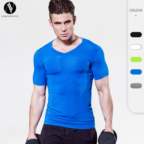 OEM & ODM Men's V-Neck Compression Short Sleeve PRO Fitness T-Shirt - High-Elastic, Quick-Dry Running Sports Training Apparel for Wholesalers & Sourcing Agents | Hot Seller 1118