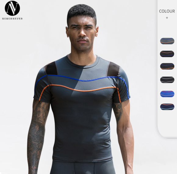OEM & ODM Men's Fitness Short Sleeve Reflective Running T-Shirt - Quick-Dry, High-Elastic Compression Sportswear - Bulk Wholesale Available - Model 91209