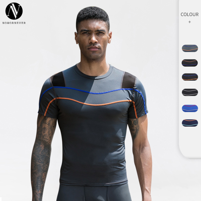 OEM & ODM Men's Fitness Short Sleeve Reflective Running T-Shirt - Quick-Dry, High-Elastic Compression Sportswear - Bulk Wholesale Available - Model 91209