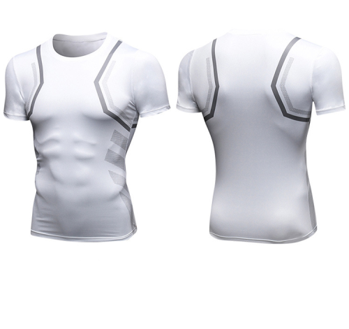 91205Men's Fitness Printed Short Sleeve Sports T-Shirt - OEM & ODM High-Elastic Compression Design - Quick-Dry, Breathable Fabric for Enhanced Performance - Ideal for Wholesale & Sourcing Agents