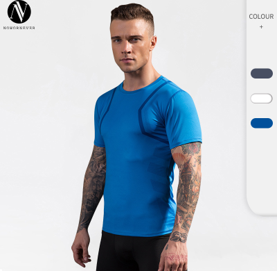 91205Men's Fitness Printed Short Sleeve Sports T-Shirt - OEM & ODM High-Elastic Compression Design - Quick-Dry, Breathable Fabric for Enhanced Performance - Ideal for Wholesale & Sourcing Agents