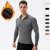 Men's Autumn/Winter Fleece-Lined Thermal Hoodie - Long Sleeve Compression Sports Running Shirt with Stand Collar | Custom OEM & ODM Solutions for Brands & Wholesalers11517
