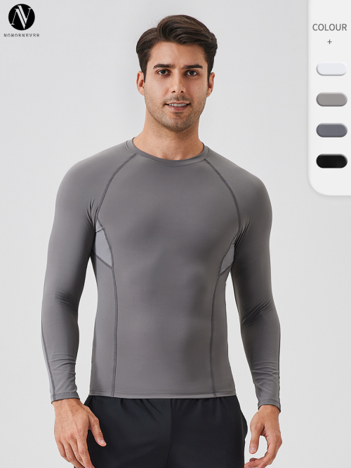 Men's Sports Fitness Nylon Compression Quick-Dry T-Shirt - Breathable Long Sleeve Running Wear | OEM, ODM, Wholesale, Sourcing Agents41523