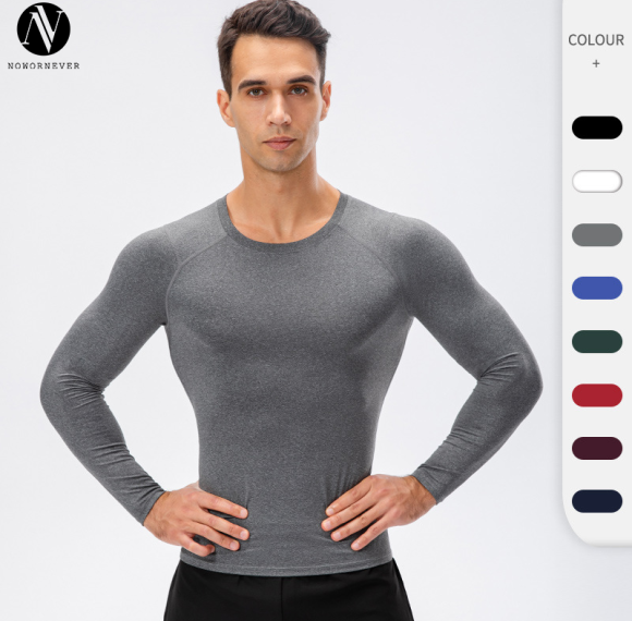 Men's Autumn/Winter New Style Sports Long Sleeve Outdoor Running Compression Training T-Shirt High-Elastic Quick-Dry Fitness Wear 11515