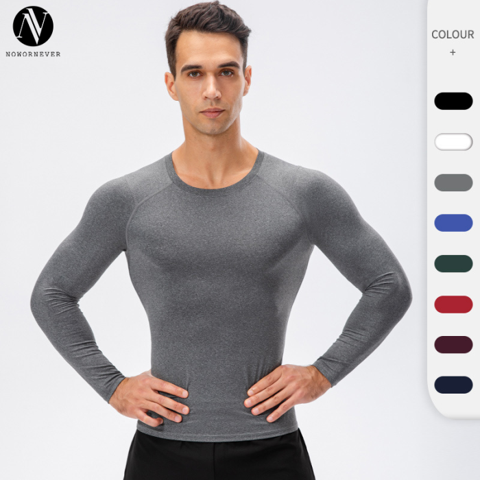 Men's Autumn/Winter New Style Sports Long Sleeve Outdoor Running Compression Training T-Shirt High-Elastic Quick-Dry Fitness Wear 11515