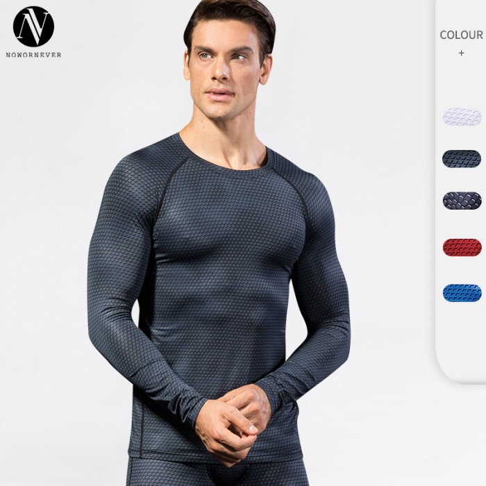 Men's 3D Stereoscopic Print Fitness Running Long Sleeve Top - OEM/ODM, Wholesale & Sourcing Agents | Compression, Elastic, Moisture-Wicking & Quick-Dry Technology for Optimal Performance 4029