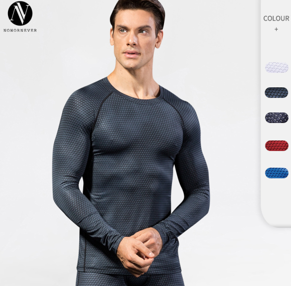 Men's 3D Stereoscopic Print Fitness Running Long Sleeve Top - OEM/ODM, Wholesale & Sourcing Agents | Compression, Elastic, Moisture-Wicking & Quick-Dry Technology for Optimal Performance 4029