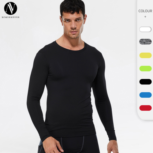 4002Men's Solid Color PRO Fitness Sports Running Compression T-Shirt - OEM & ODM Available, High-Elastic Moisture-Wicking Quick-Dry Long Sleeve, Ideal for Wholesale and Sourcing Agents in North America and Europe