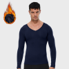 Wholesale Winter Fleece-Lined Men's V-Neck PRO Compression Training Long Sleeve High-Elastic Running Top - Custom OEM & ODM Solutions for Activewear Brands01511