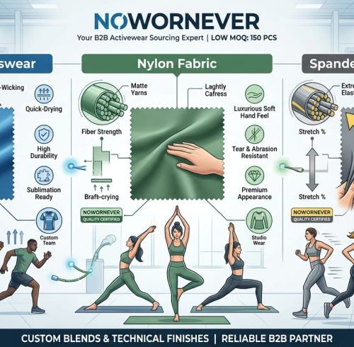 The Ultimate B2B Guide to Polyester Sportswear, Nylon Fabric, and Spandex Elastane Fabric by NOWORNEVER