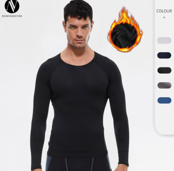 OEM/ODM Winter Fleece-Lined Men's Fitness Long Sleeve Compression Training Quick-Dry High-Elastic Running T-Shirt - Perfect for Wholesalers and Sourcing Agents01512