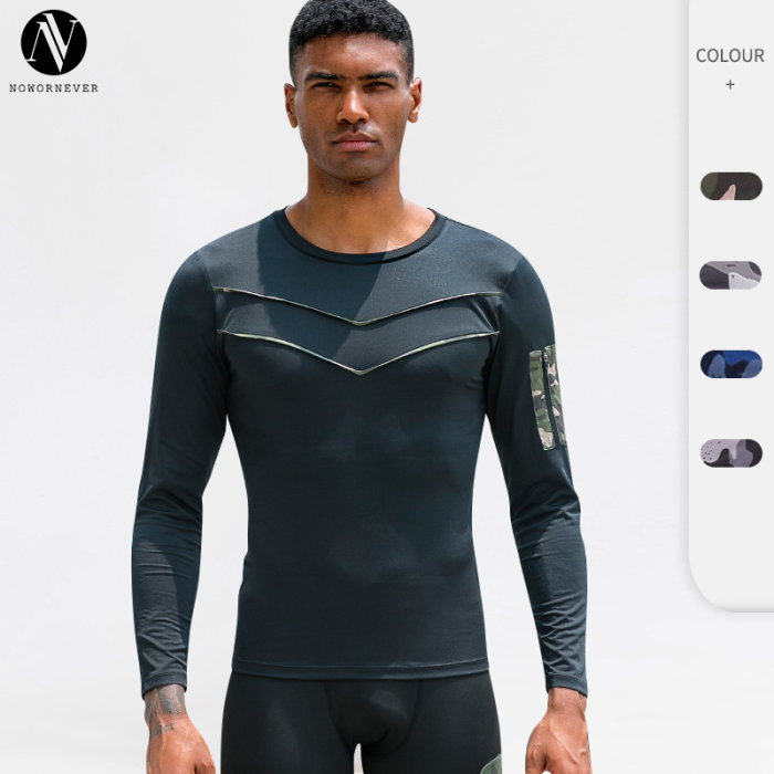 Wholesale Men's Fitness Long Sleeve Quick-Dry Outdoor Running T-Shirt - High-Elastic, Moisture-Wicking Compression Wear | OEM & ODM Services Available | Model 91502