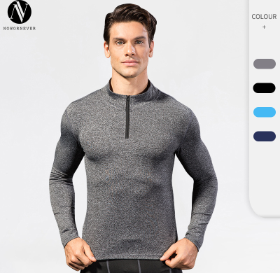 OEM/ODM Men's Autumn/Winter Sports Hoodie - High-Elastic Quick-Dry Long Sleeve Half-Zip Stand Collar for Fitness & Running - Wholesale & Sourcing Agents Available9004