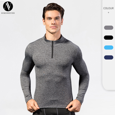 OEM/ODM Men's Autumn/Winter Sports Hoodie - High-Elastic Quick-Dry Long Sleeve Half-Zip Stand Collar for Fitness & Running - Wholesale & Sourcing Agents Available9004