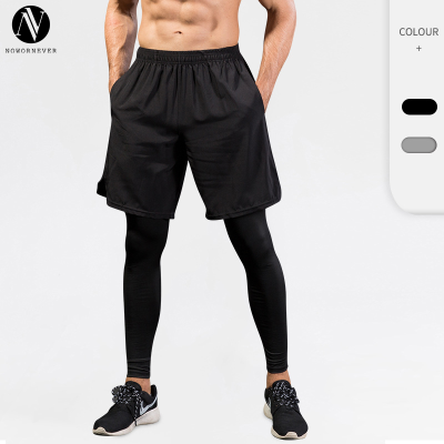 Men's Compression Fitness Pants - Fake Two-Piece Design for Running & Training | OEM, ODM, Wholesale Sourcing Agents - High-Elastic Quick-Dry Trousers 7010