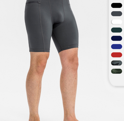 OEM & ODM Men's Compression Fitness Shorts with Zip Pocket - PRO High-Elastic Moisture-Wicking Quick-Dry Running Training Sports Shorts for Wholesale & Sourcing Agents | Style 11407