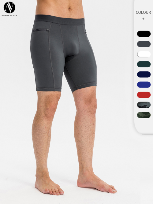 OEM & ODM Men's Compression Fitness Shorts with Zip Pocket - PRO High-Elastic Moisture-Wicking Quick-Dry Running Training Sports Shorts for Wholesale & Sourcing Agents | Style 11407