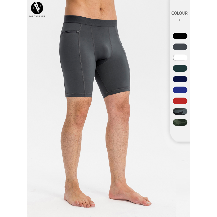 OEM & ODM Men's Compression Fitness Shorts with Zip Pocket - PRO High-Elastic Moisture-Wicking Quick-Dry Running Training Sports Shorts for Wholesale & Sourcing Agents | Style 11407