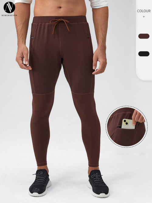 OEM & ODM Men's Nylon Fitness Running Long Pants with Zip Pocket - Quick-Dry, Breathable Calf Compression Sports Trousers for Wholesale and Sourcing Agents | Model 31343