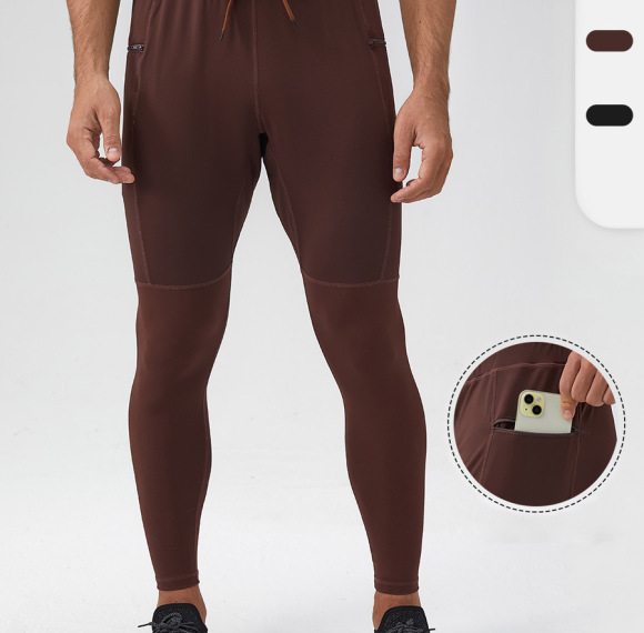 OEM & ODM Men's Nylon Fitness Running Long Pants with Zip Pocket - Quick-Dry, Breathable Calf Compression Sports Trousers for Wholesale and Sourcing Agents | Model 31343