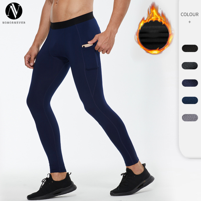 OEM & ODM Men's PRO Sports Fleece-Lined Long Pants with Pocket - Compression Training Fitness Running Quick-Dry Moisture-Wicking Trousers for Wholesale & Sourcing Agents01320