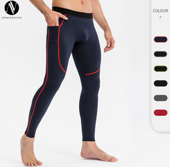 OEM Men's PRO Compression Long Pants with Pocket - High-Elastic Quick-Dry Moisture-Wicking Fitness Training Running Trousers, Ideal for Wholesale and Sourcing Agents01318