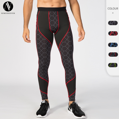 OEM & ODM Men's Printed Splicing Fitness Long Pants - High-Elastic Compression Trousers for Sports Running | Quick-Dry & Moisture-Wicking - Wholesale Options Available4070
