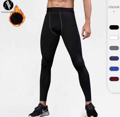 1022Custom OEM & ODM Winter Fleece-Lined PRO Sports Compression Long Pants | Quick-Dry Fitness Apparel, Moisture-Wicking Slim-Fit | Ideal for Wholesale & Sourcing in North America & Europe