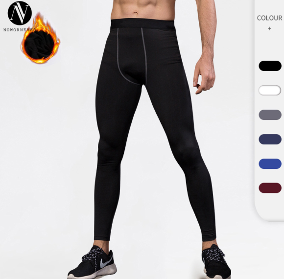 1022Custom OEM & ODM Winter Fleece-Lined PRO Sports Compression Long Pants | Quick-Dry Fitness Apparel, Moisture-Wicking Slim-Fit | Ideal for Wholesale & Sourcing in North America & Europe