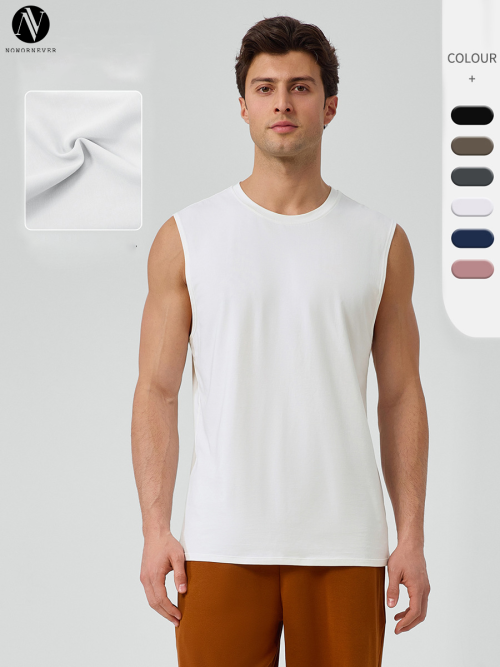 Wholesale Men's Loose Sports Vest - Modal Cooling Fabric, Breathable Wide-Strap Sleeveless Design for Fitness and Outdoor Running - OEM & ODM Available!51118