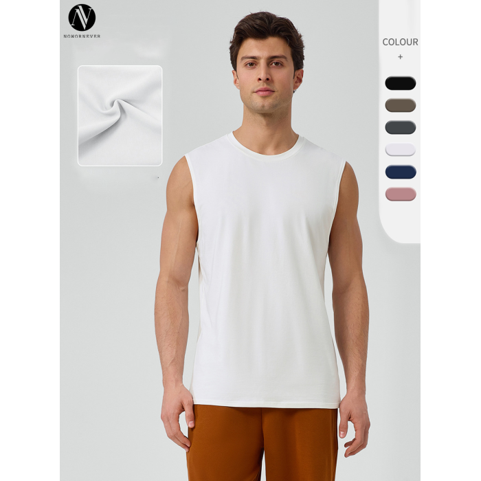 Wholesale Men's Loose Sports Vest - Modal Cooling Fabric, Breathable Wide-Strap Sleeveless Design for Fitness and Outdoor Running - OEM & ODM Available!51118
